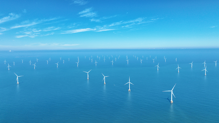 位于福州濱海新城東部海域的海上風電項目。隋連生攝