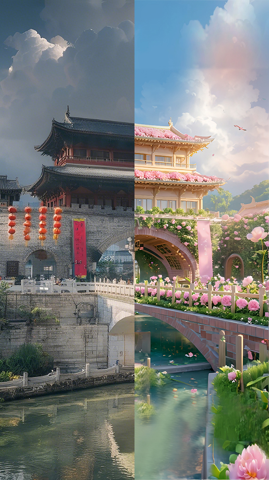 AI生圖·龍巖長汀古城（拼版圖片）